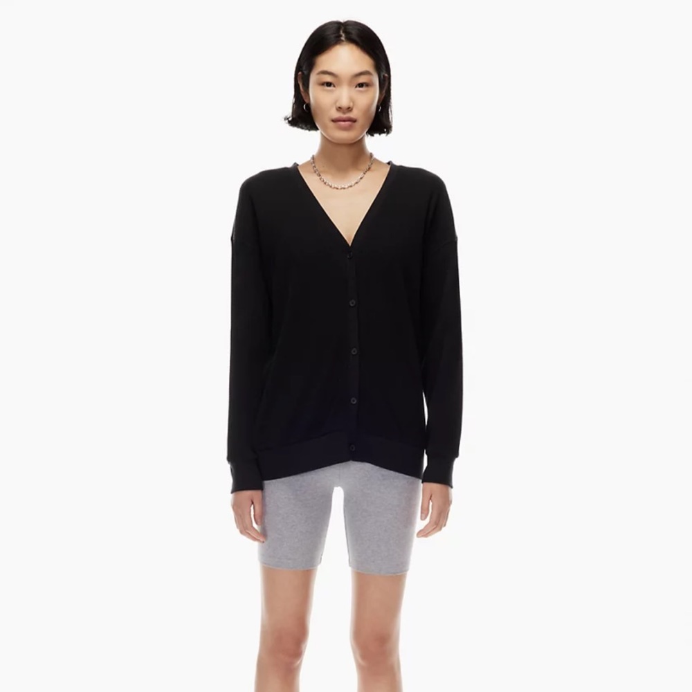 NWT Aritzia The Group Thermal Button-Up Cardigan in Heather Light Cool Grey - Picture 5 of 9
